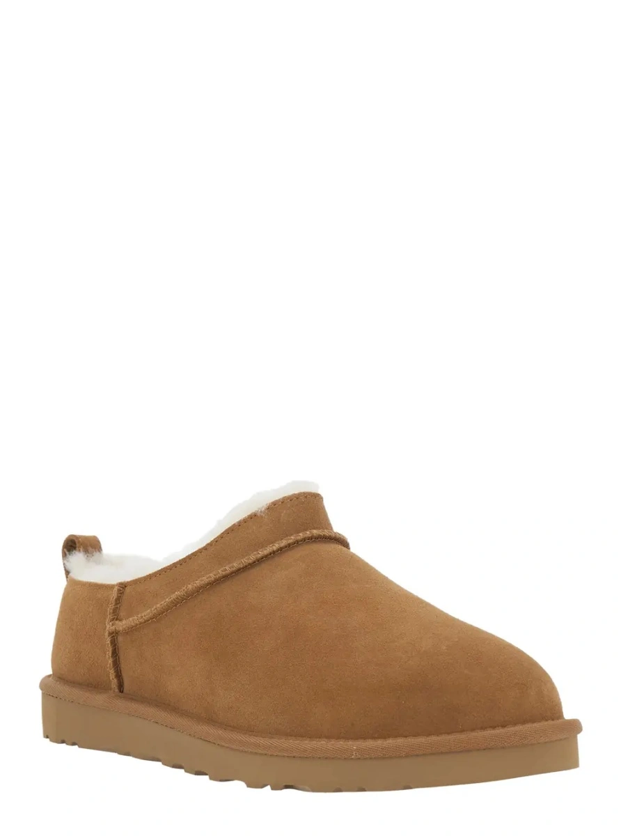 Saboti Beige Mule with logo on the side and faux fur lining in suede for men - Img 2
