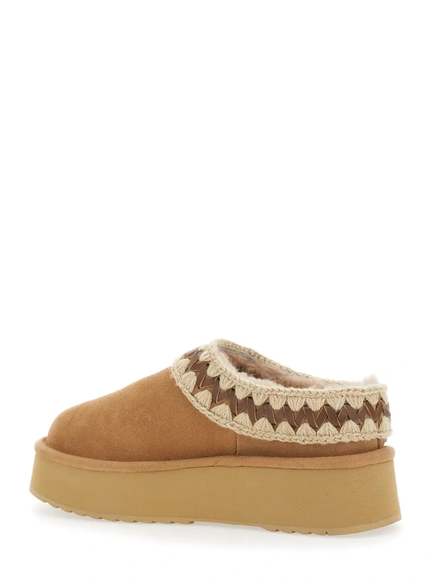 Saboti Beige Mules with Braided Detail in Suede Woman - Img 3