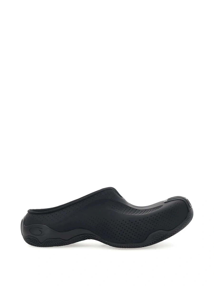 Saboti Mule 'Basketball' Slip-On with Perforated Design in Black Tech Fabric for Men - Img 8