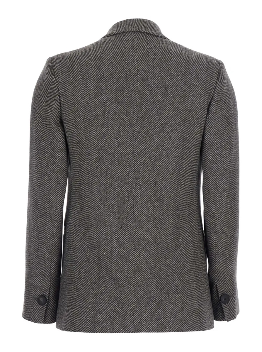 Sacou brown Jacket with Notched revers and long sleeves in fabric for women - Img 2