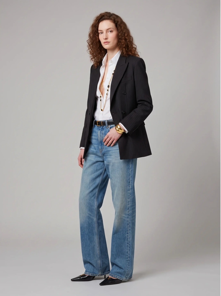 Sacou Double-Breasted Jacket In Chalk Mélange Wool - Img 2