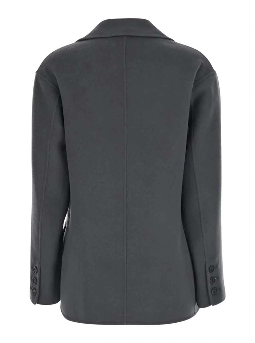 Sacou 'Elfi' Grey Single-breasted Jacket with Notched Revers in Wool for Women - Img 2