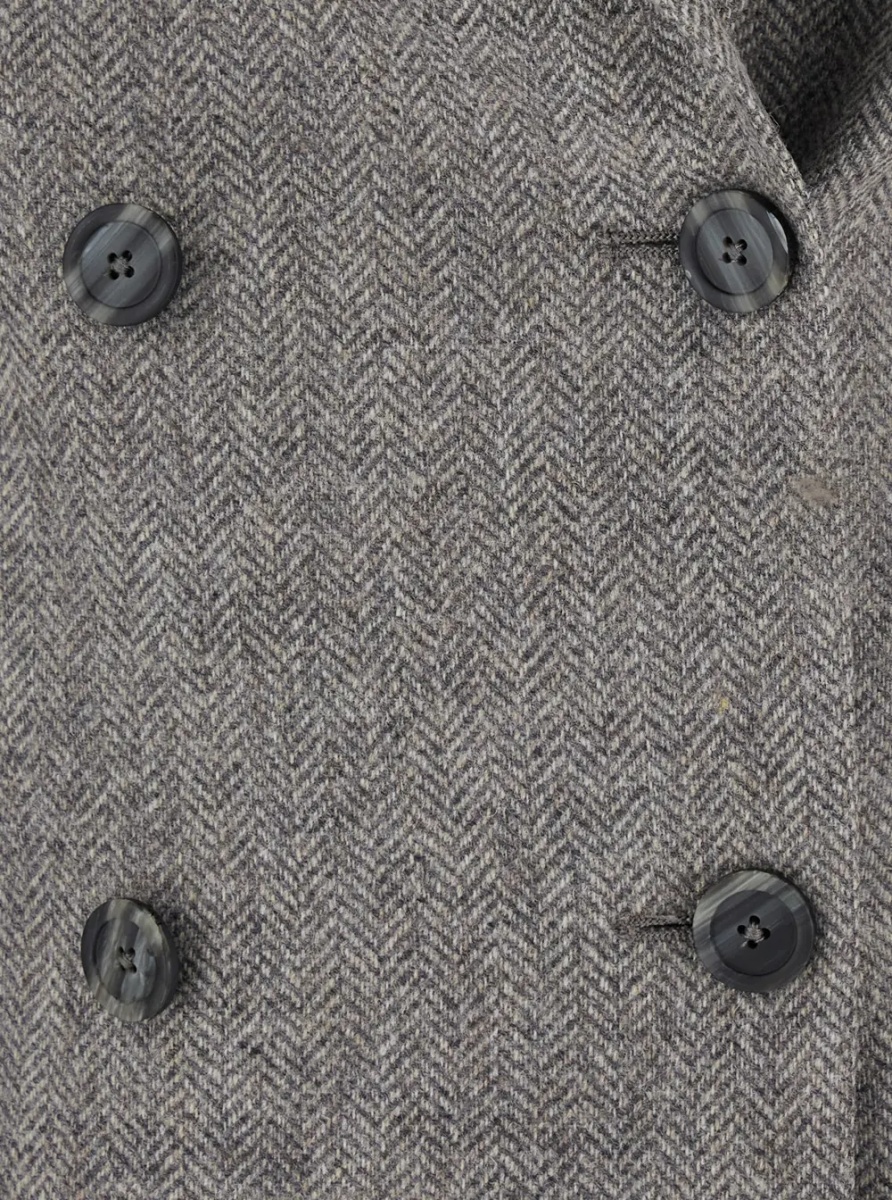 Sacou Grey Double-breasted Jacket with Peak Revers in Wool for Women - Img 3
