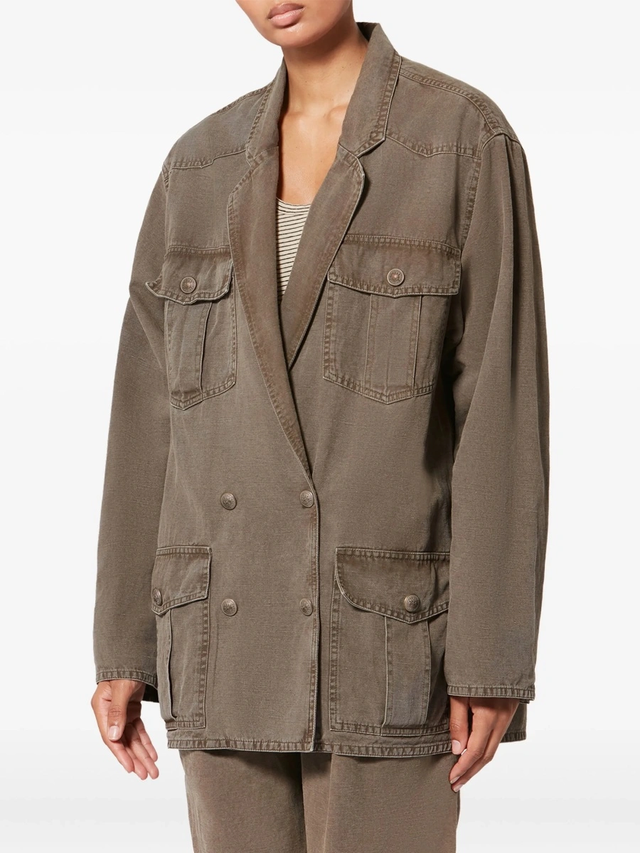 Sacou ISABEL MARANT ETOILE maro din in si bumbac - Img 3