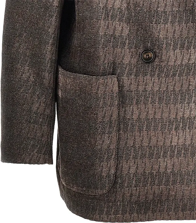 Sacou Jacquard chenille double-breasted jacket - Img 2