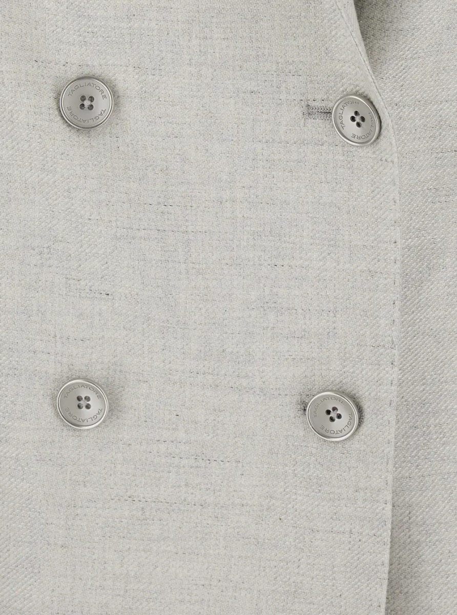 Sacou JASMINE SILK WOOL Jacket with Collar and Front Closure in White Women - Img 3