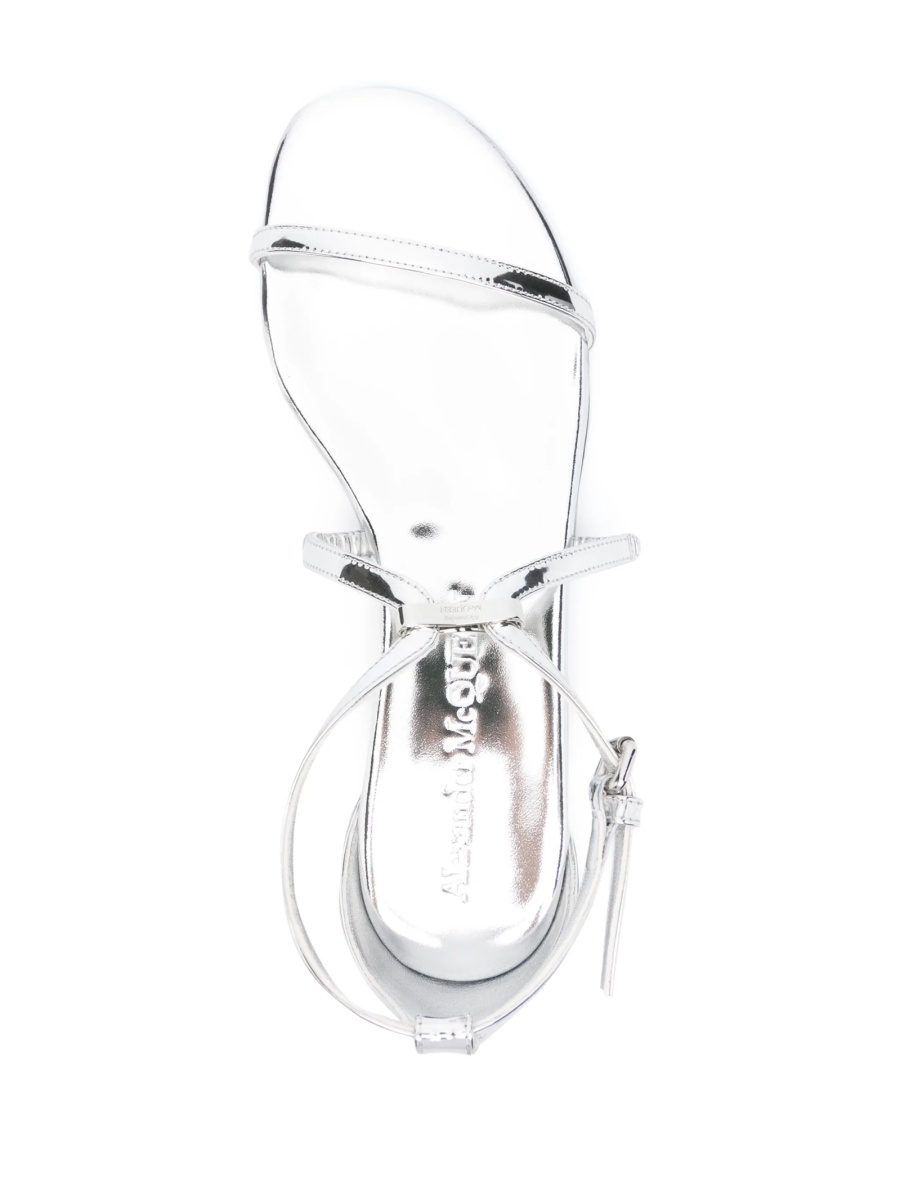 Sandale Alexander McQueen argintii din piele - Img 4