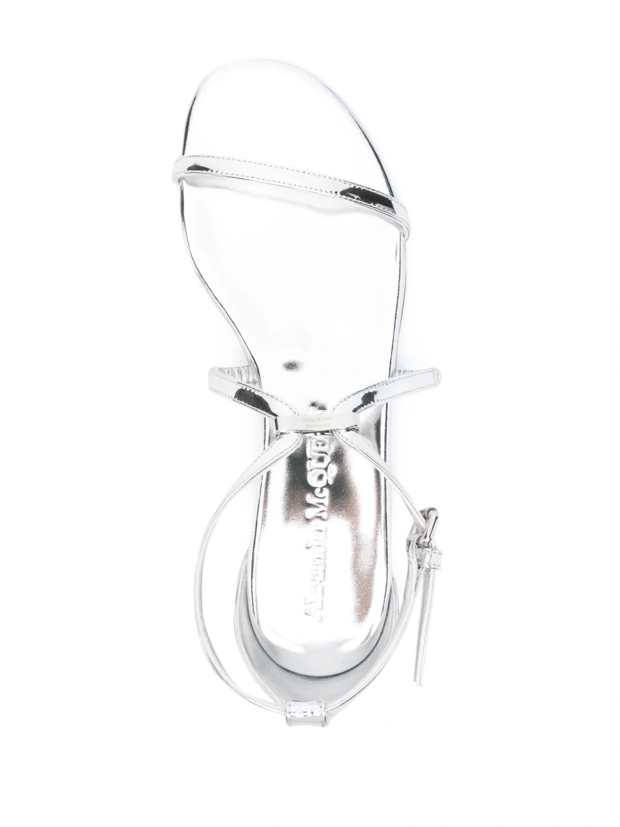 Sandale Alexander McQueen argintii din piele - Img 4
