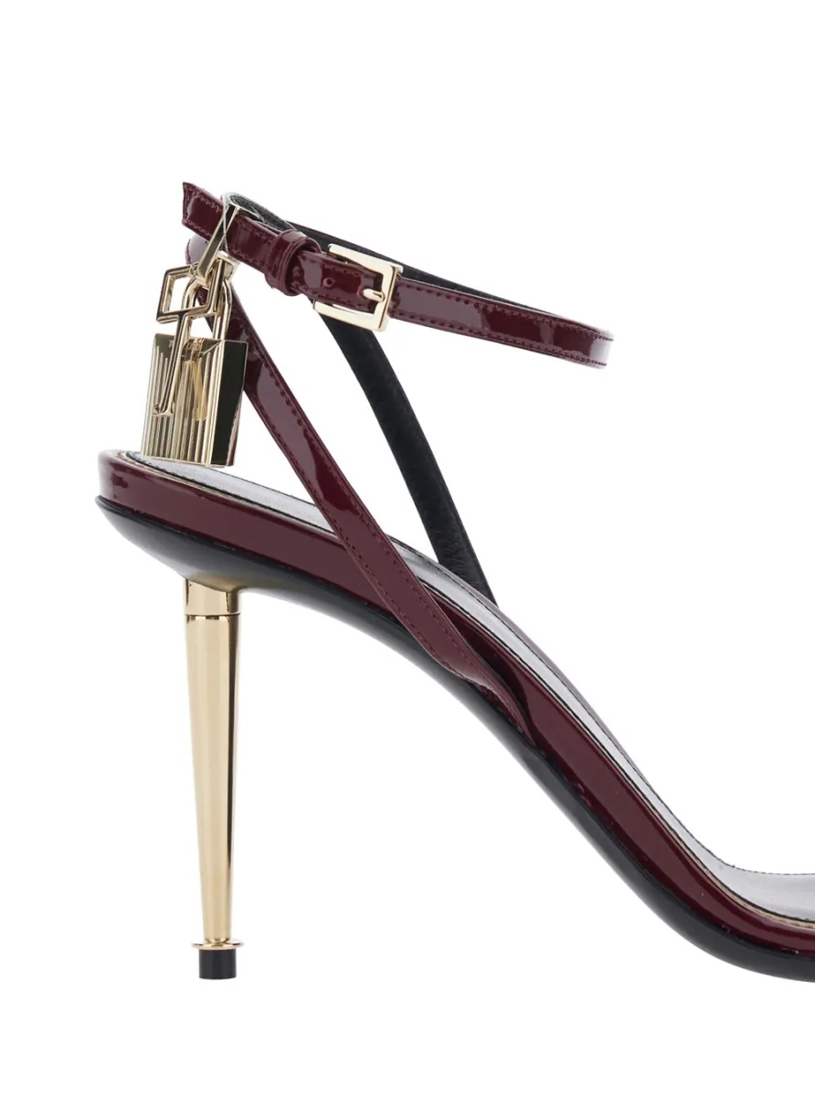 Sandale Bordeaux Sandals with High Stiletto Heel and Adjustable Ankle Strap Closure in Leather for Women - Img 4