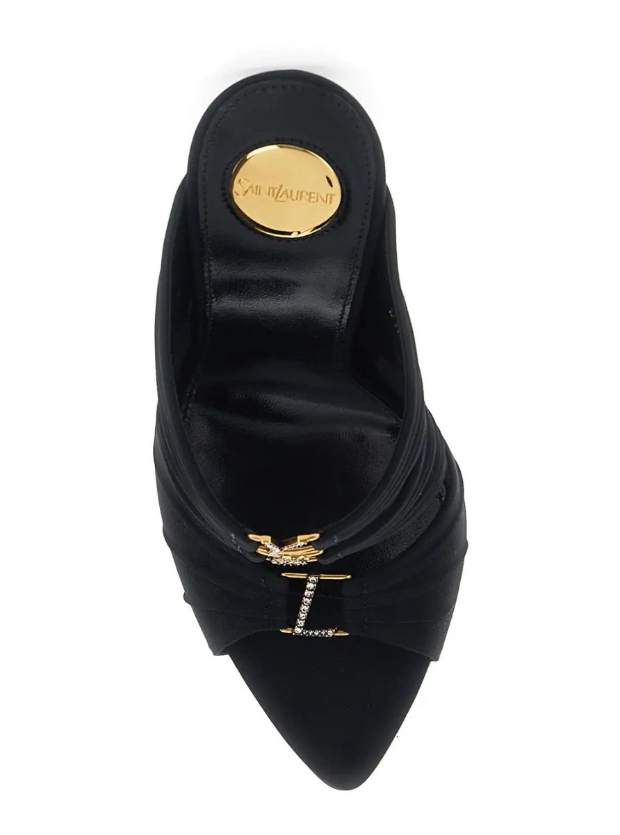 Sandale cu toc Saint Laurent negre din piele - Img 4