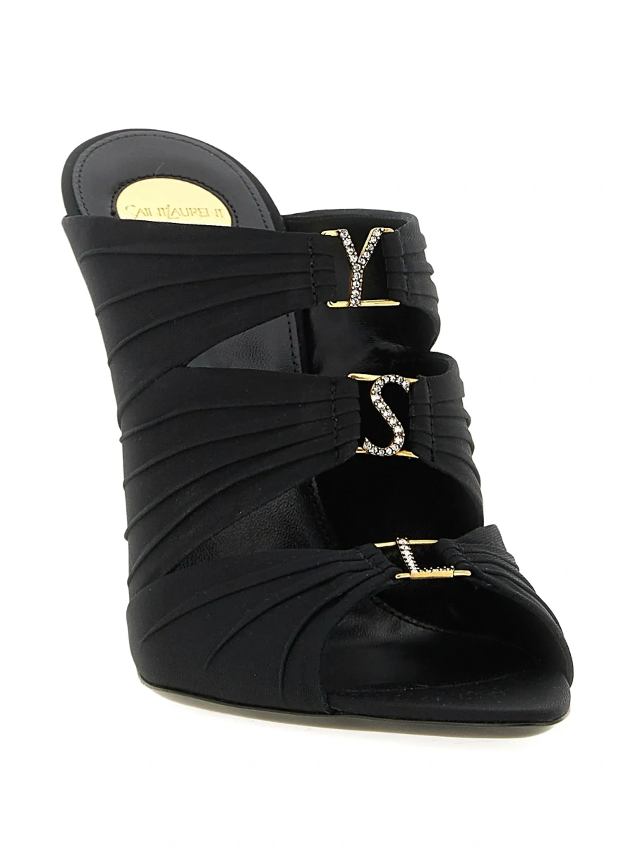Sandale cu toc Saint Laurent negre din piele - Img 5