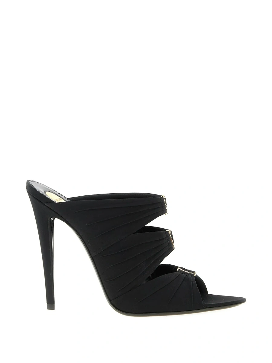 Sandale cu toc Saint Laurent negre din piele - Img 8