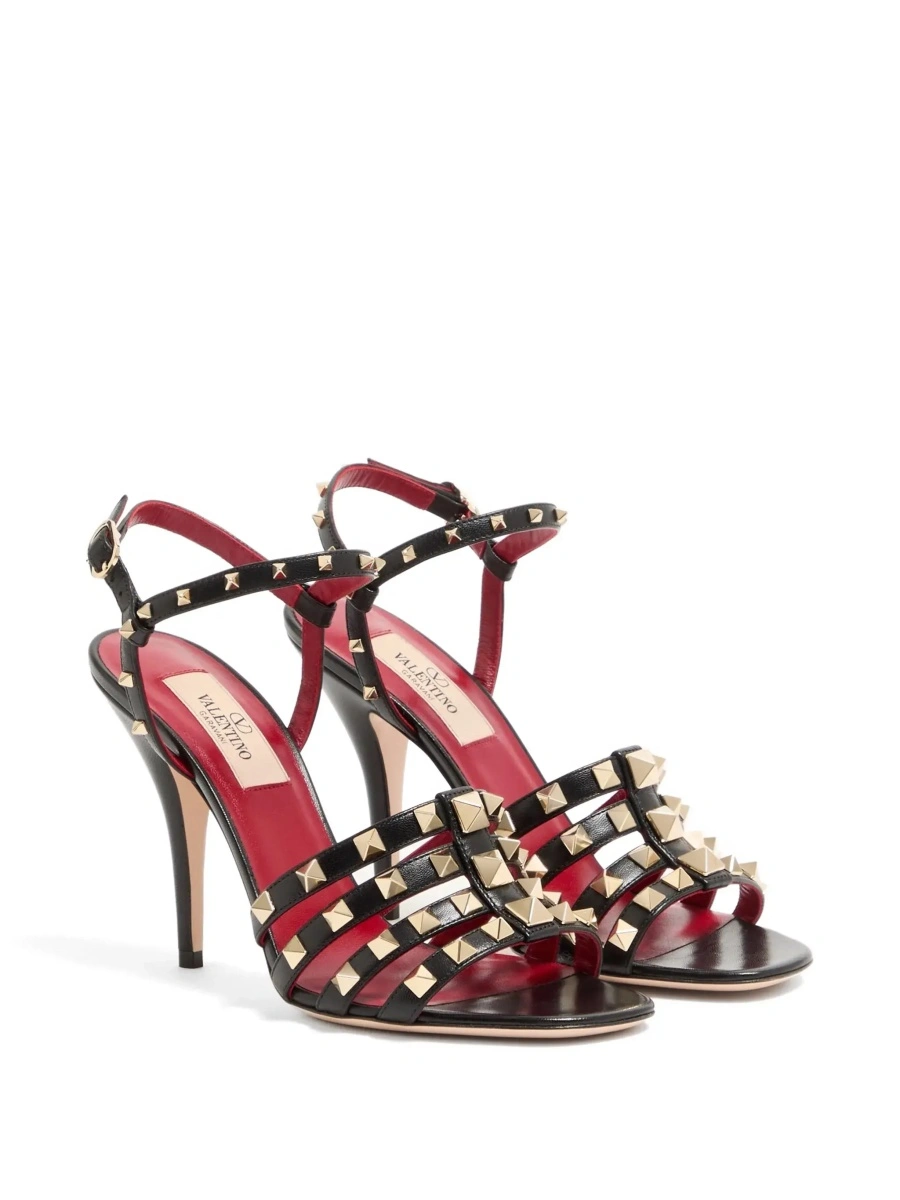 Sandale cu toc Valentino Garavani 'Rockstud' negre din piele - Img 5