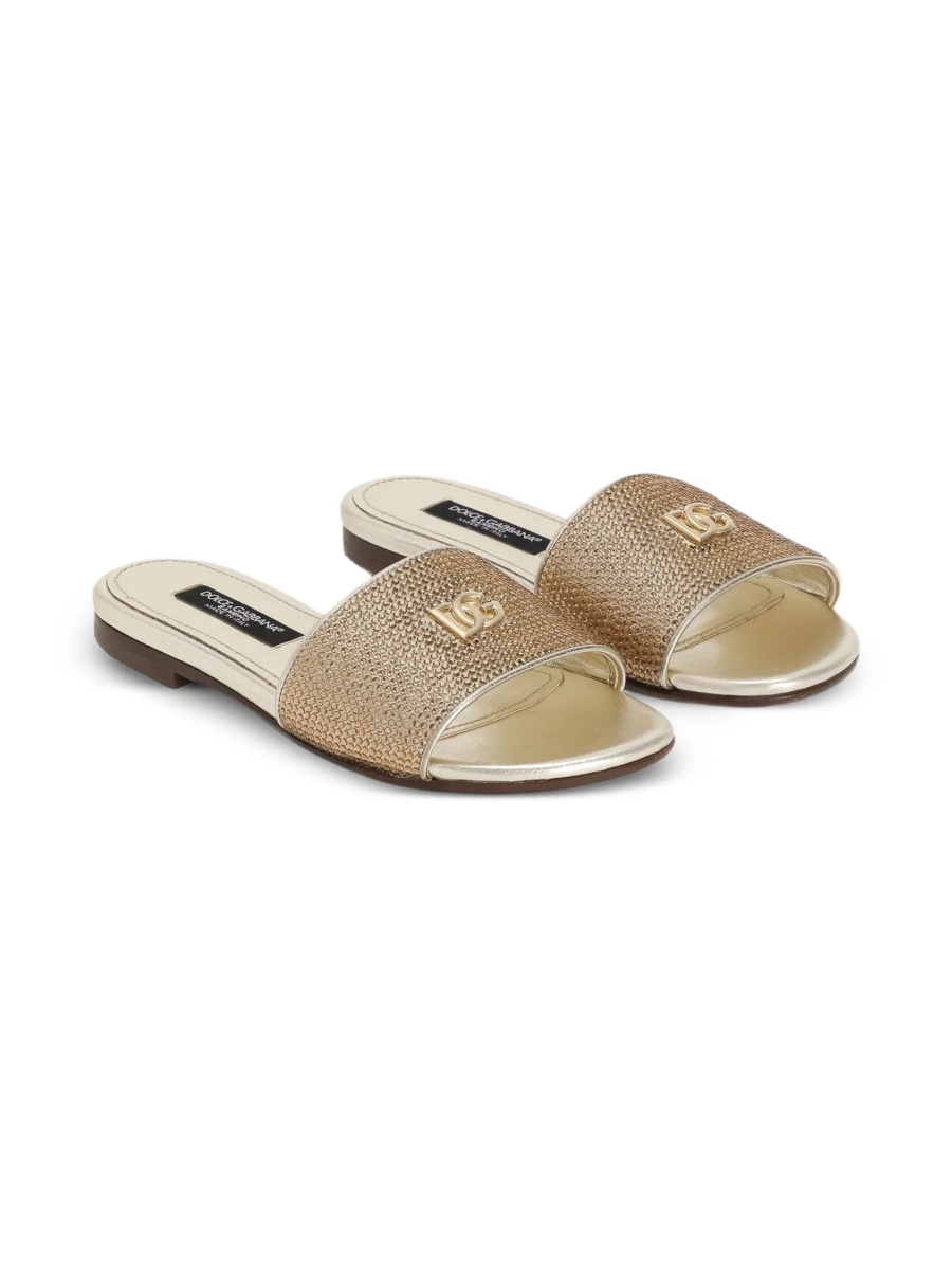 Sandale Dolce &amp; Gabbana aurii din piele si strasuri - Img 2