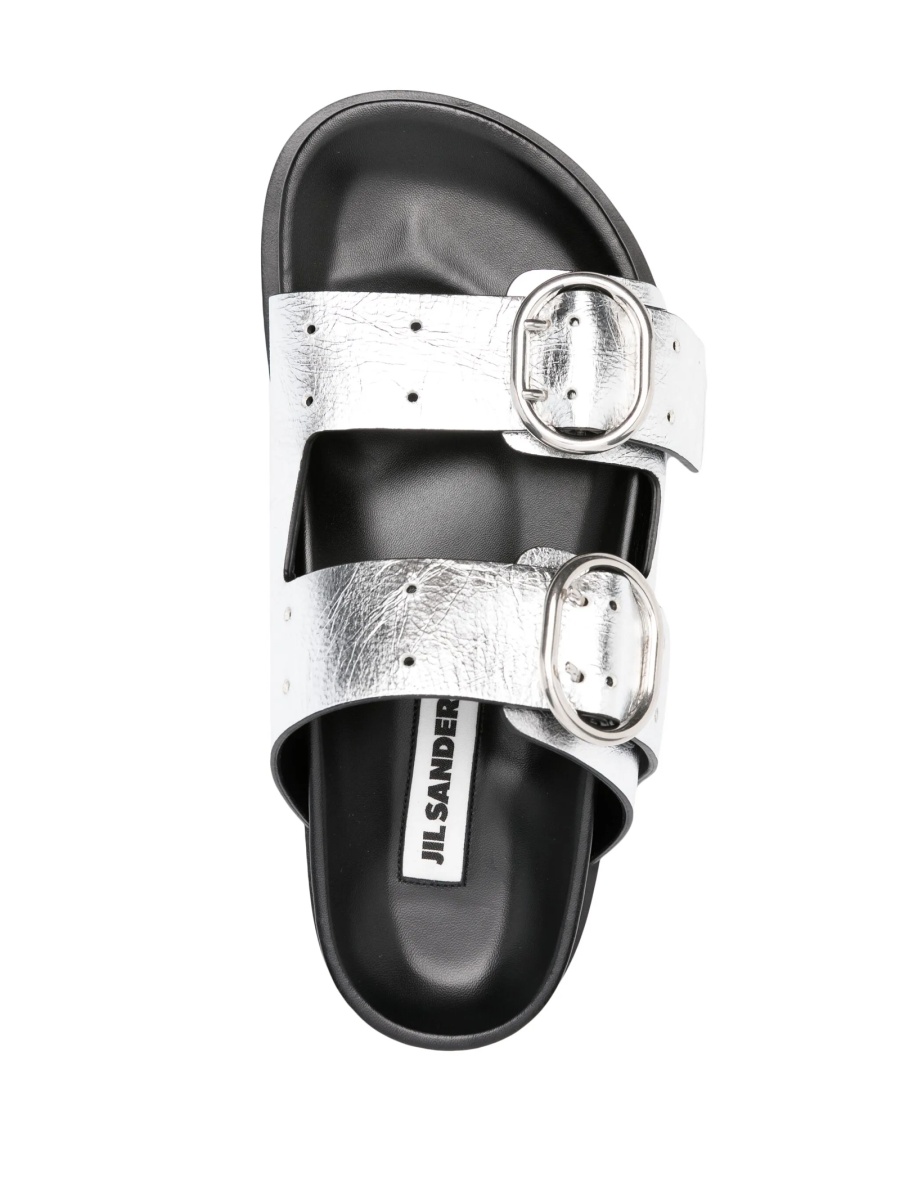 Sandale Jil Sander argintii din piele - Img 4