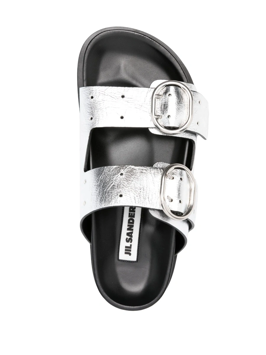 Sandale Jil Sander argintii din piele - Img 4