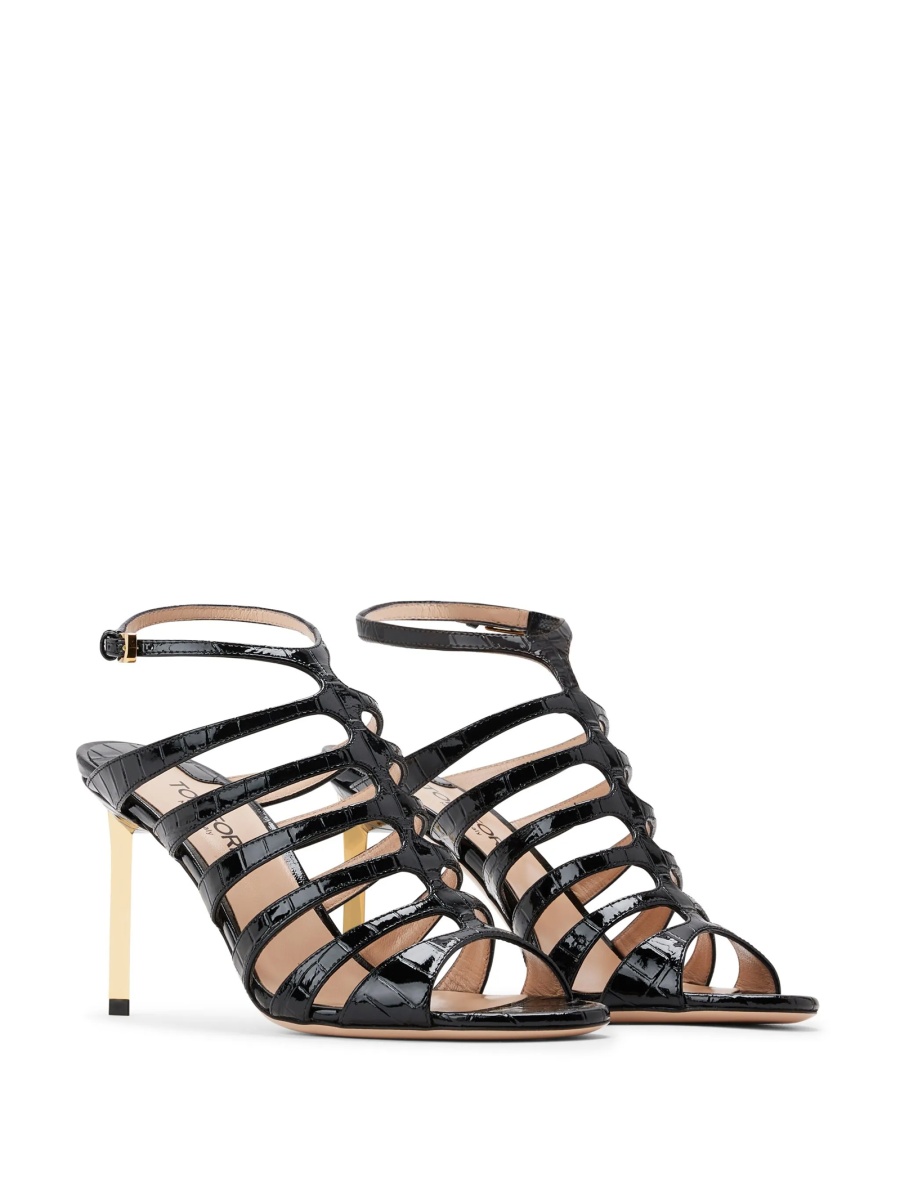 Sandale Tom Ford negre din metal si piele - Img 2