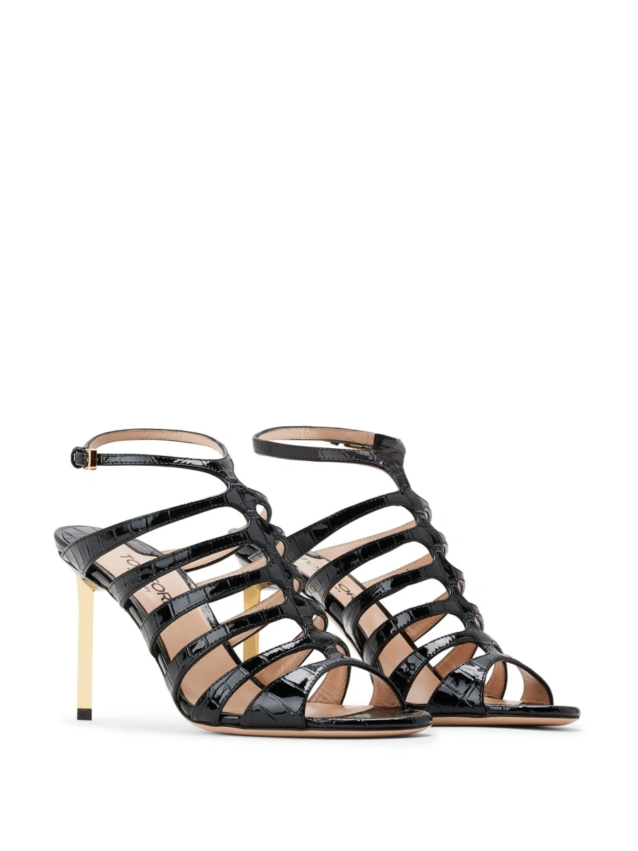 Sandale Tom Ford negre din metal si piele - Img 2