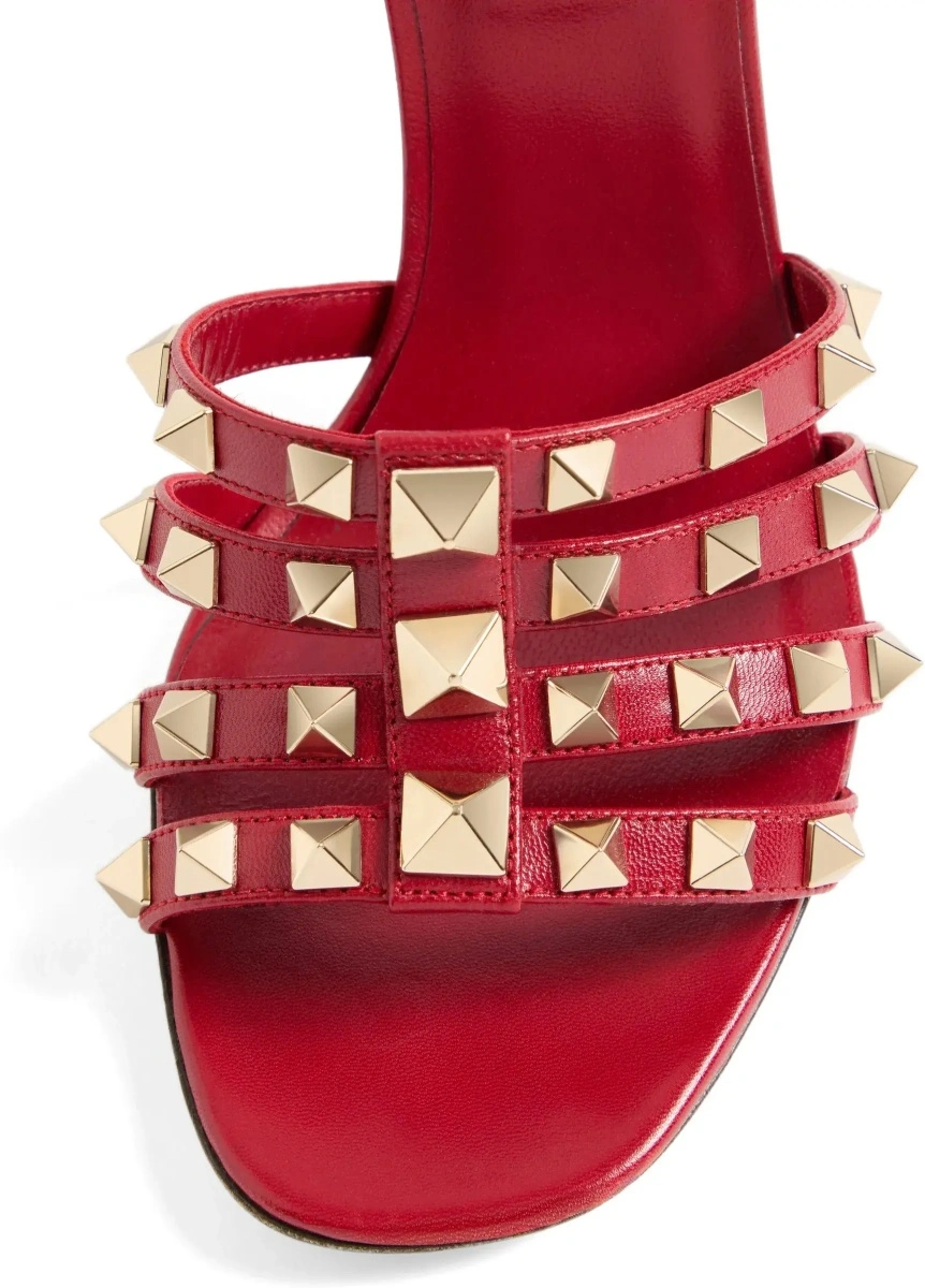 Sandale Valentino Garavani 'Rockstud' rosii din piele - Img 7