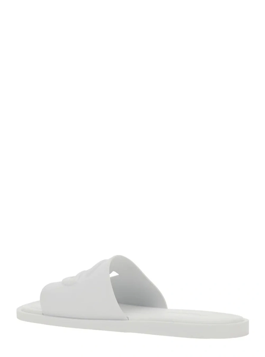 Sandale White Rubber Logo Detail Slip-On Sandals for Men - Img 3