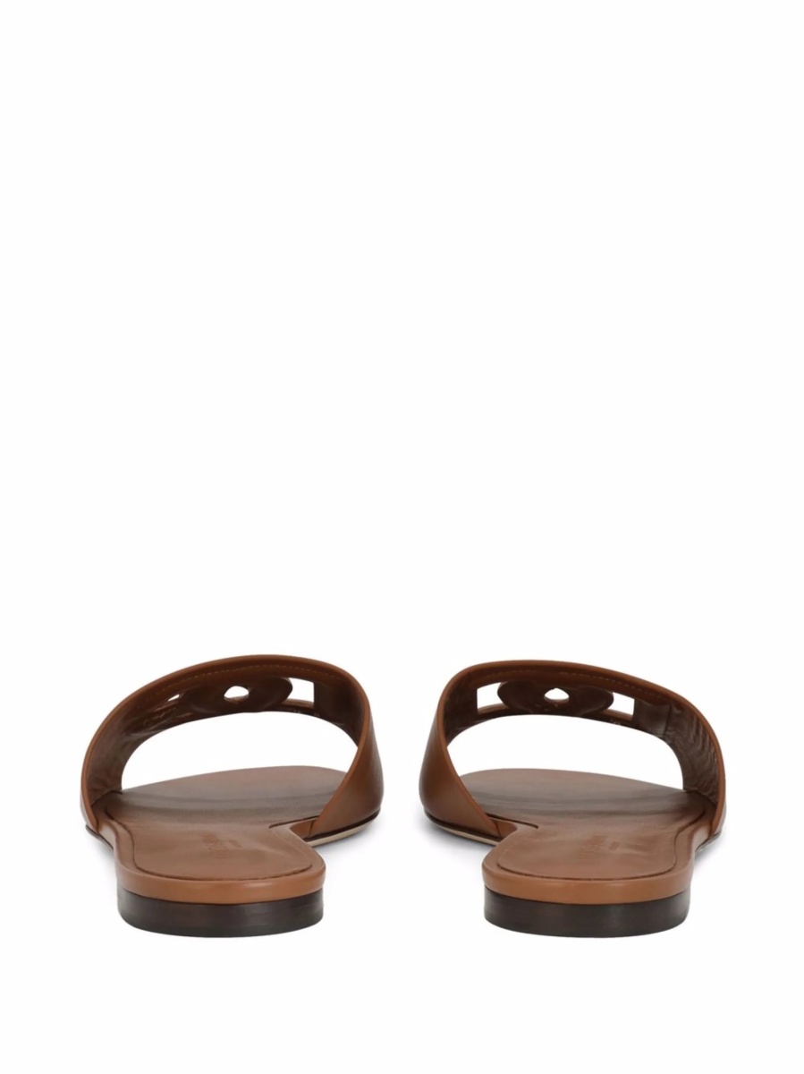 Slapi Dolce &amp; Gabbana DG Logo maro din piele - Img 3