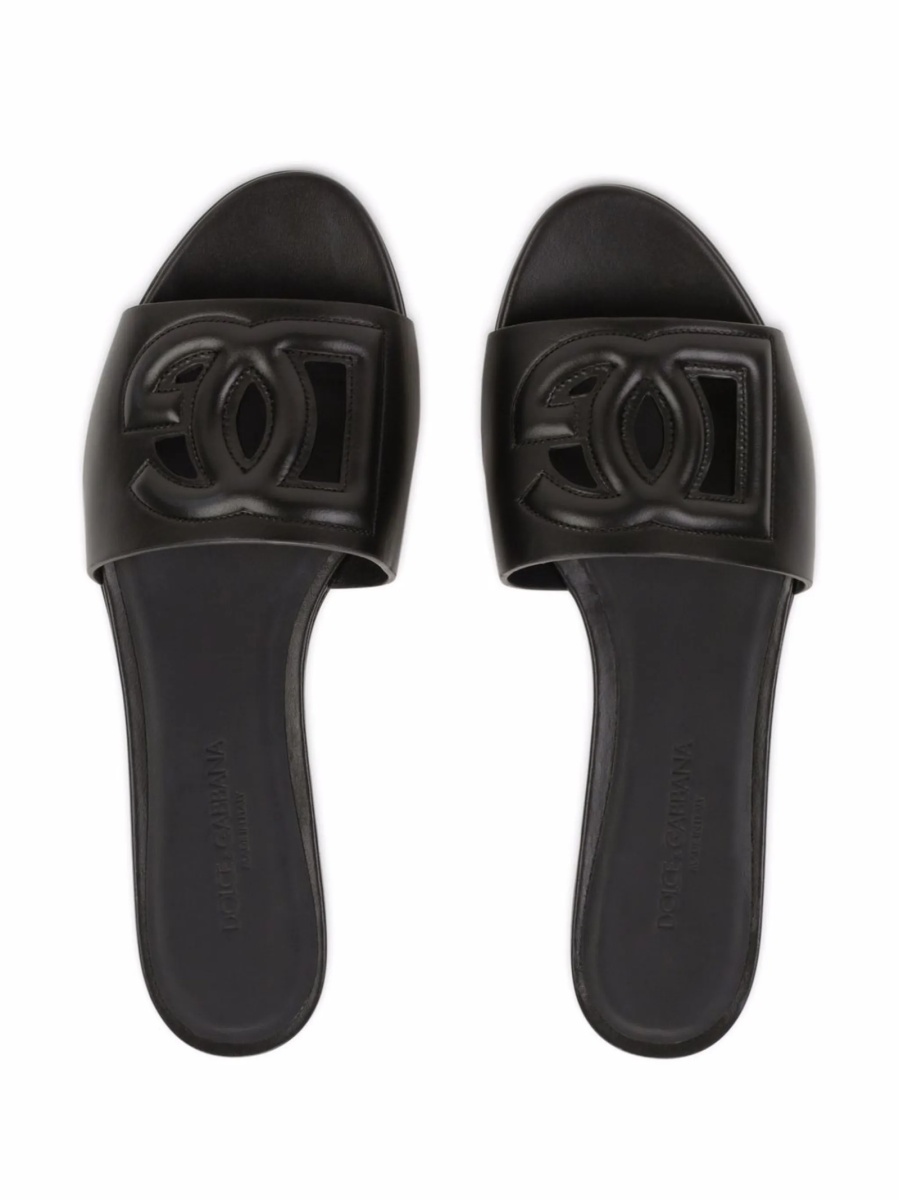Slapi Dolce &amp; Gabbana DG Logo negri din piele - Img 4