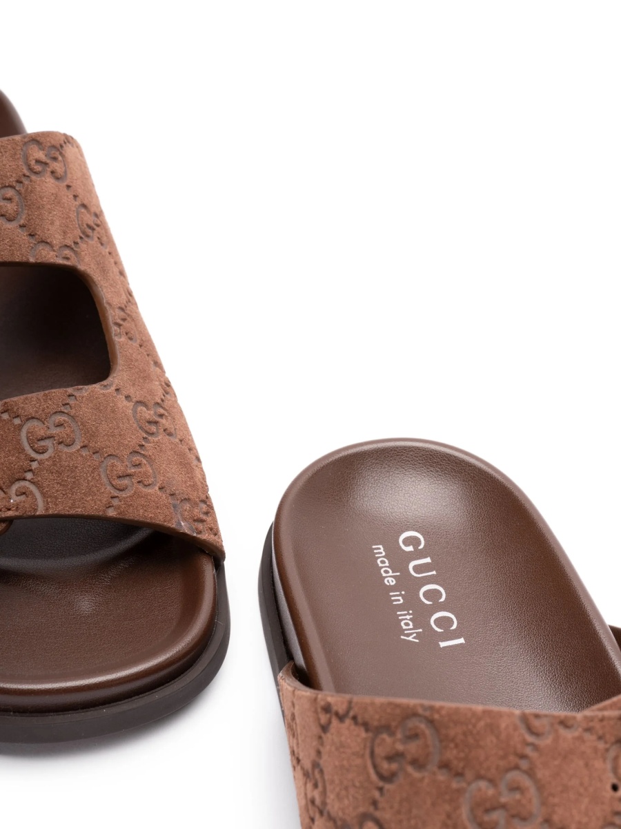 Slapi Gucci maro din piele intoarsa - Img 5