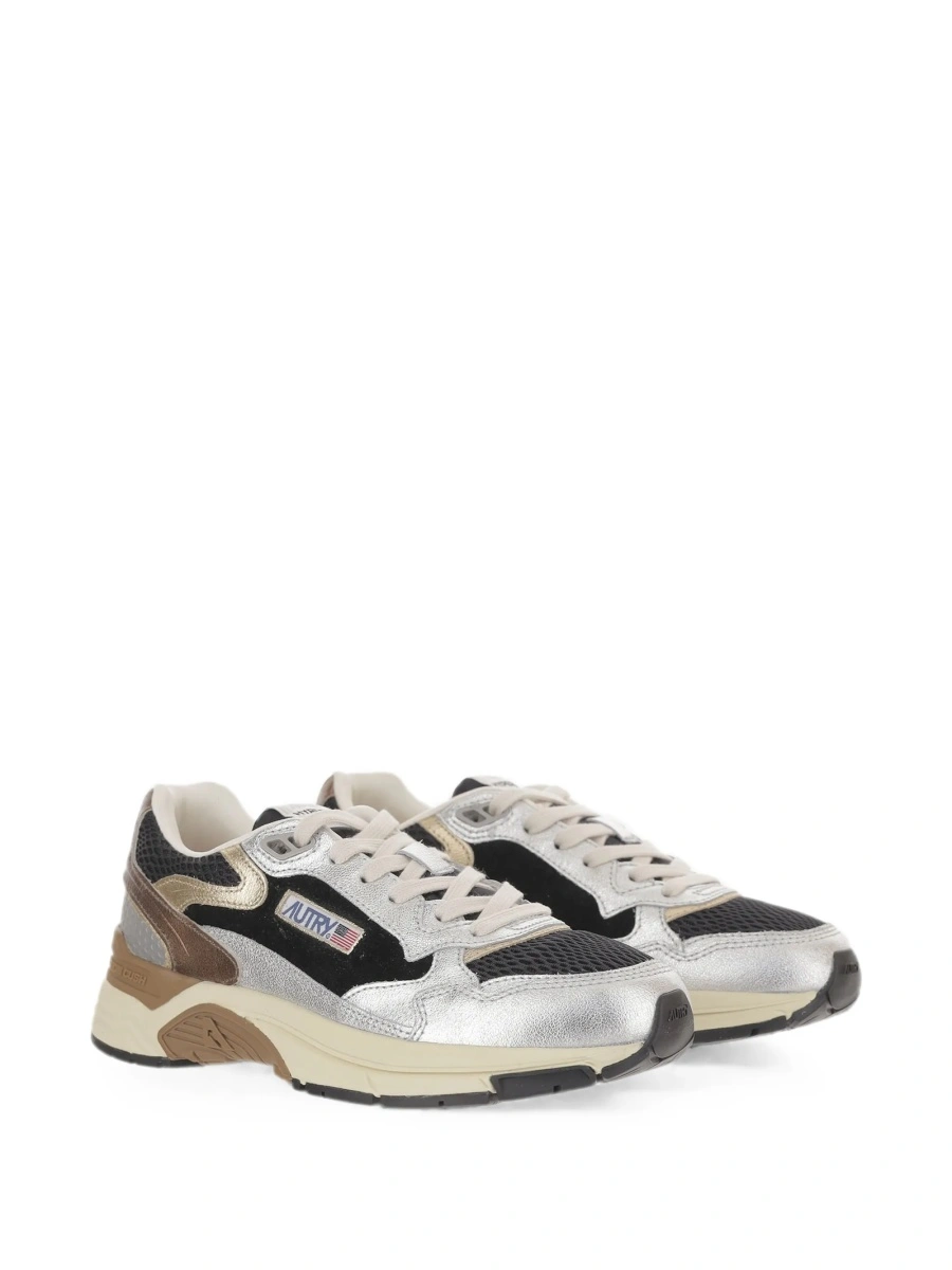 Sneakers AUTRY argintii din plasa si piele intoarsa - Img 2