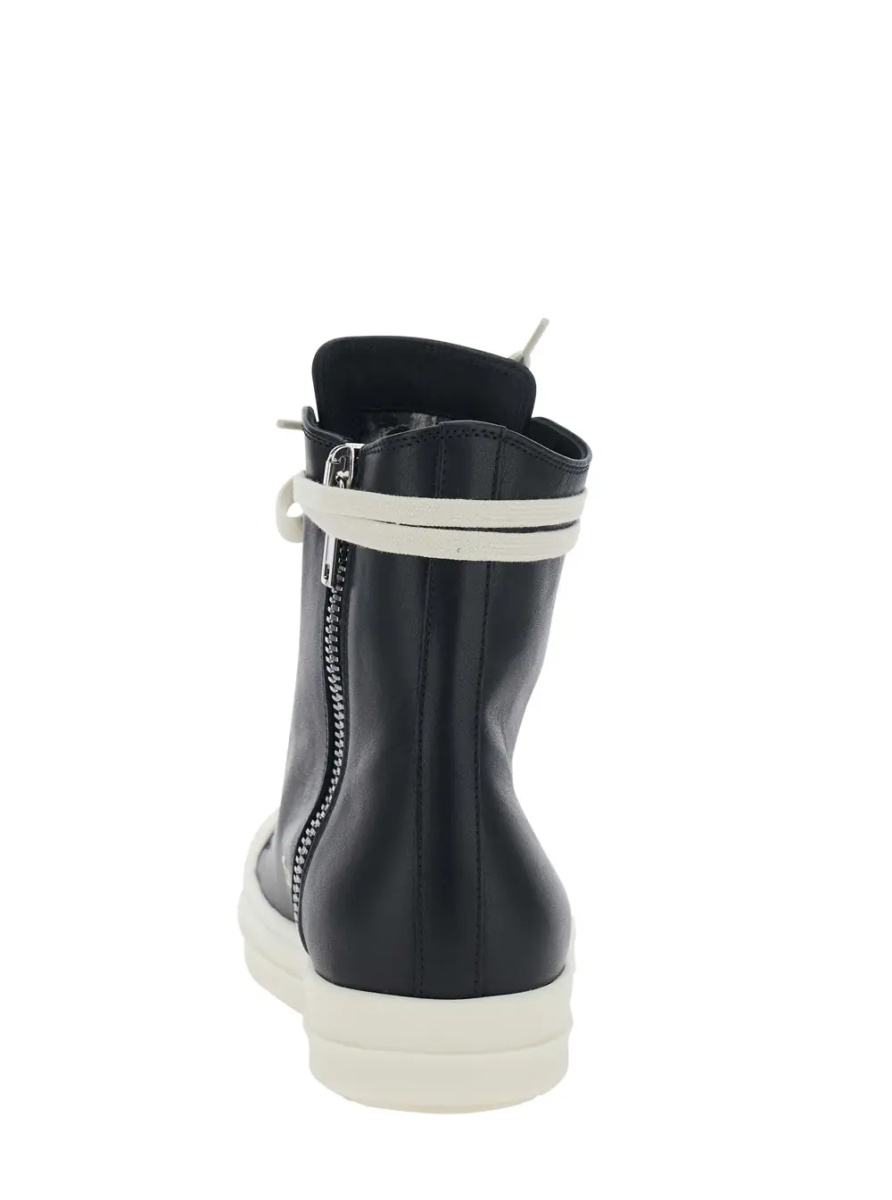 Sneakers Black Sneakers with Oversized Decorative Laces and Zip Closure on the Side in Leather for Women - Img 4