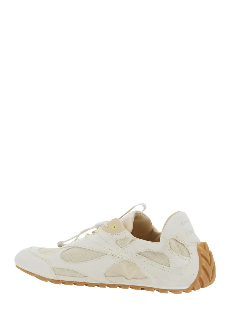 Sneakers Bottega Veneta bej din piele si material textil - Img 3