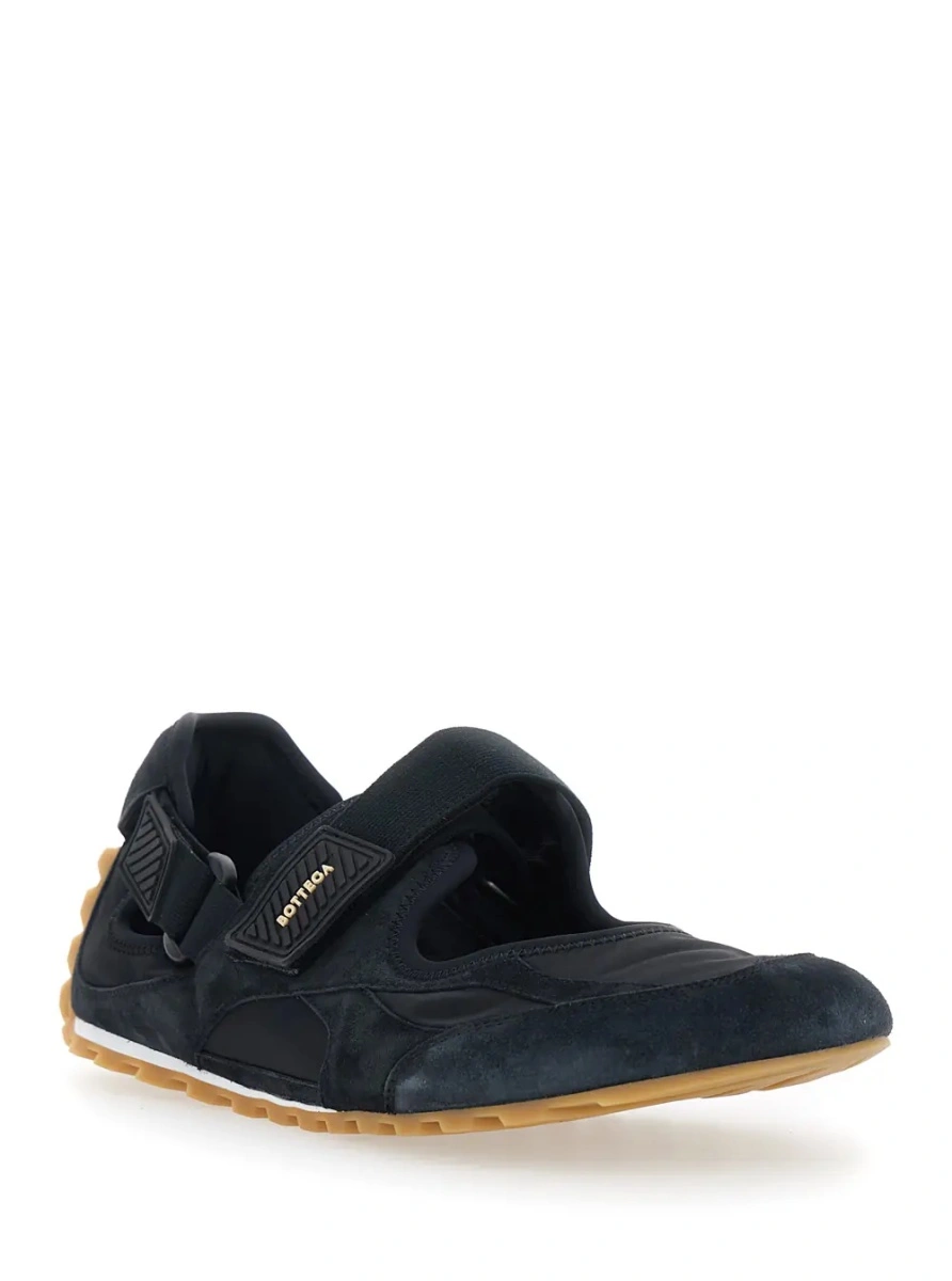 Sneakers Bottega Veneta negri din piele si textil - Img 2