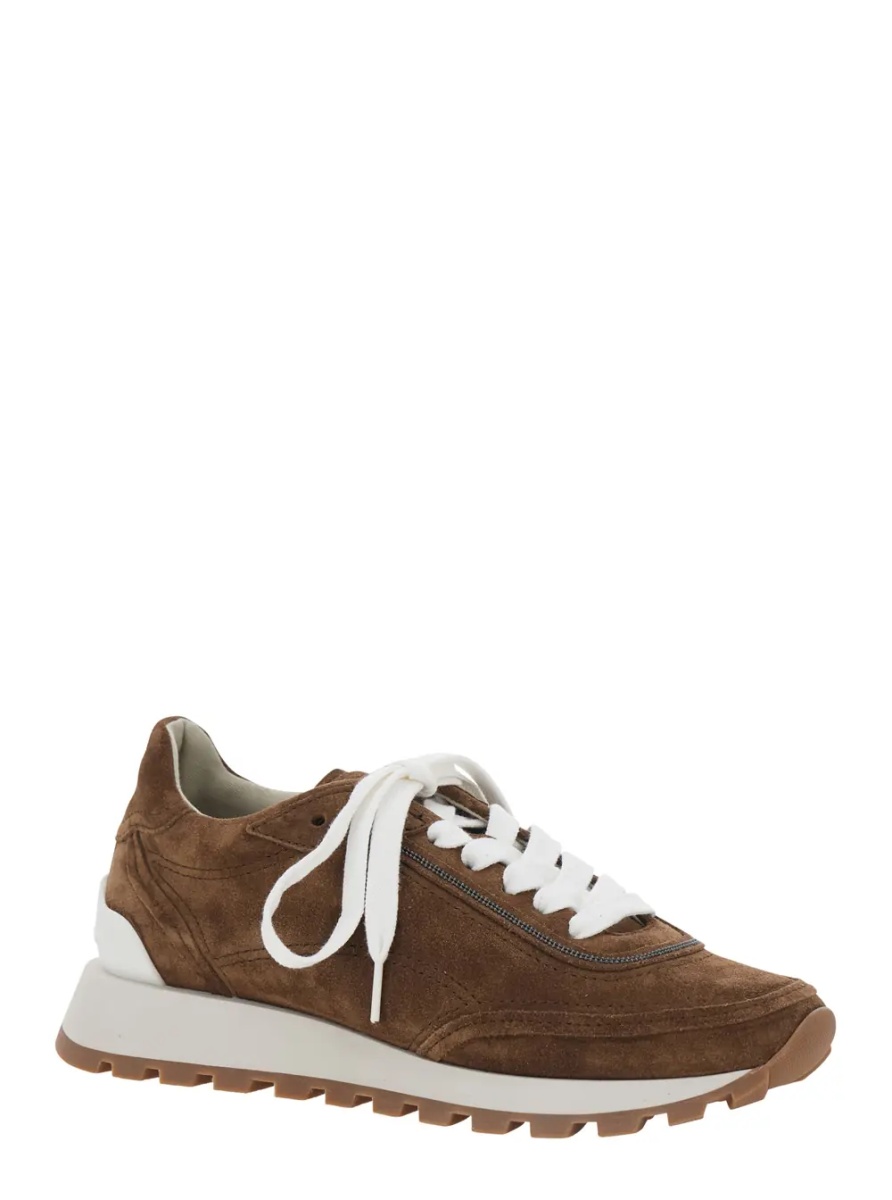 Sneakers Brown Low Top Sneakers with Perforated Round Toe and Rubber Sole in Suede for Women - Img 2
