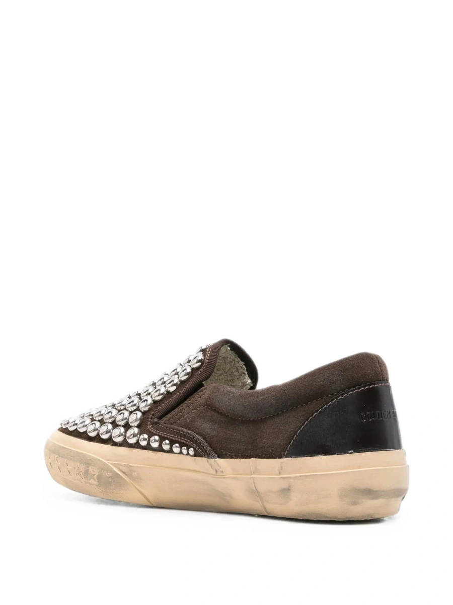 Sneakers Brown Low Top Sneakers with Stud Embellishment in Leather for Women - Img 6
