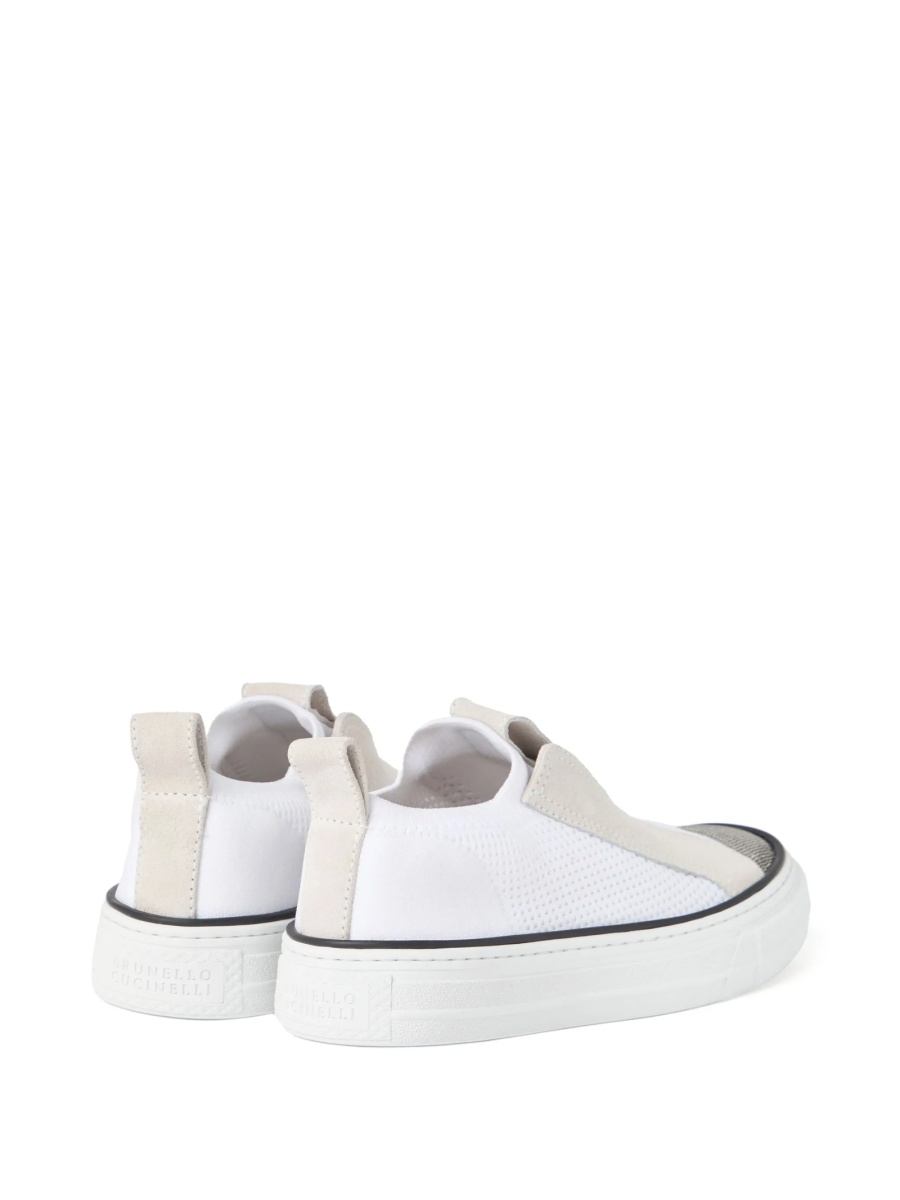 Sneakers Brunello Cucinelli albi din nylon si alama eco - Img 3