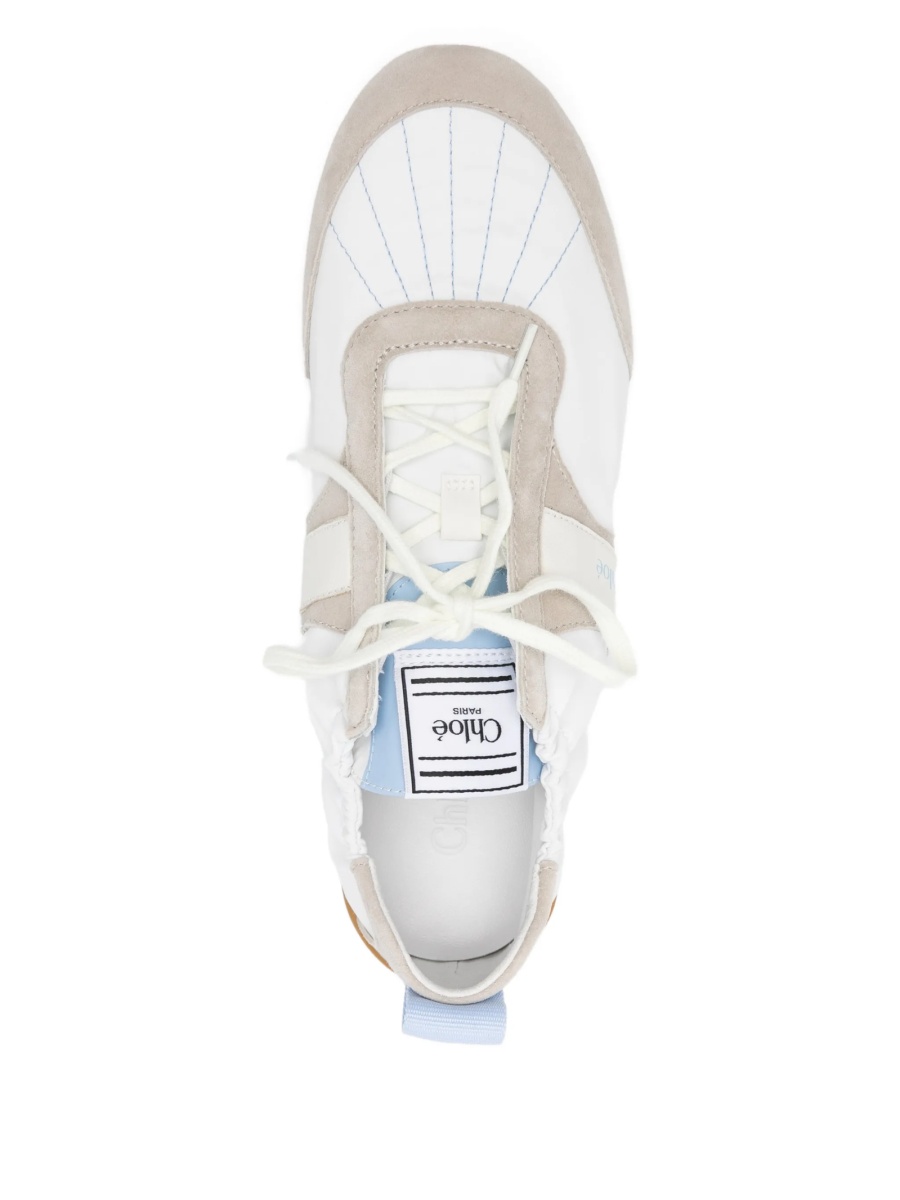 Sneakers Chloe albi din piele intoarsa si nylon - Img 4