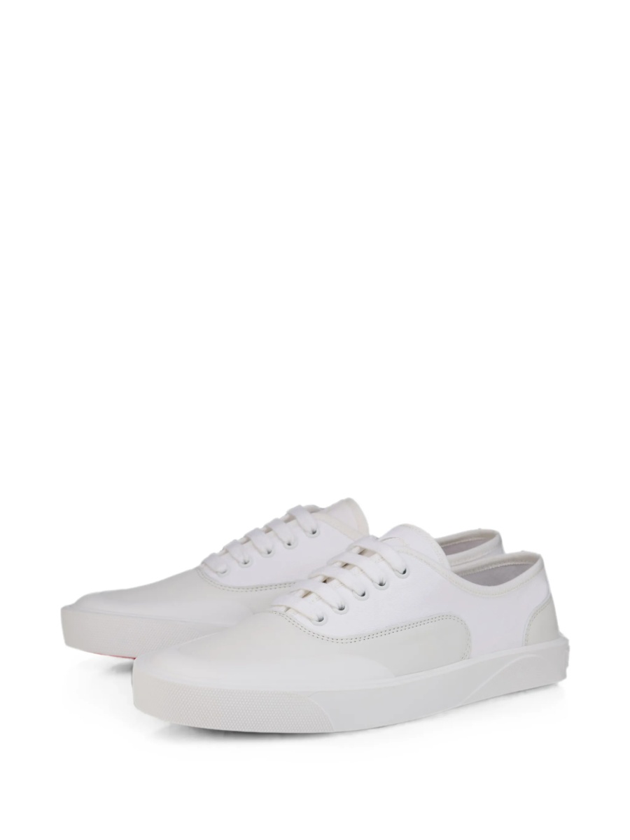 Sneakers Christian Louboutin albi din bumbac si piele - Img 2