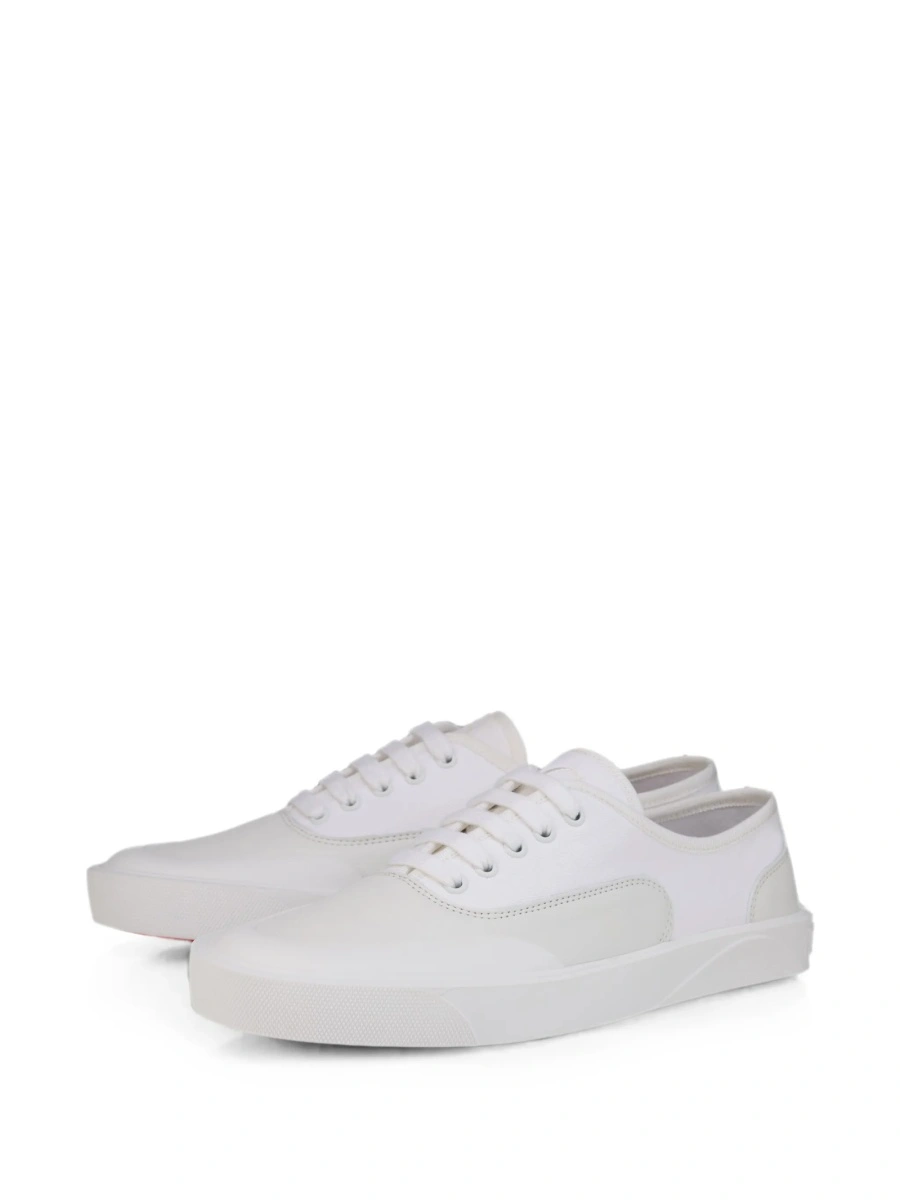 Sneakers Christian Louboutin albi din bumbac si piele - Img 2