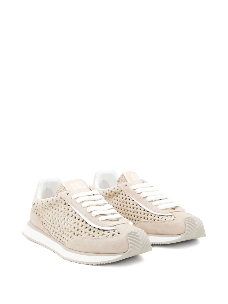 Sneakers Dolce &amp; Gabbana neutri din bumbac si piele intoarsa - Img 2
