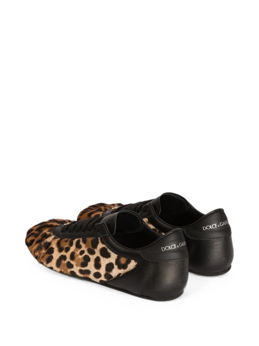 Sneakers Dolce &amp; Gabbana neutri din piele si par de vitel - Img 3
