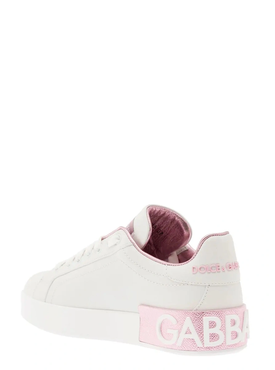 Sneakers Dolce &amp; Gabbana 'Portofino' albi din piele - Img 3