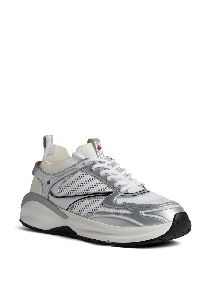 Sneakers DSQUARED2 albi din polyester si elastan - Img 2