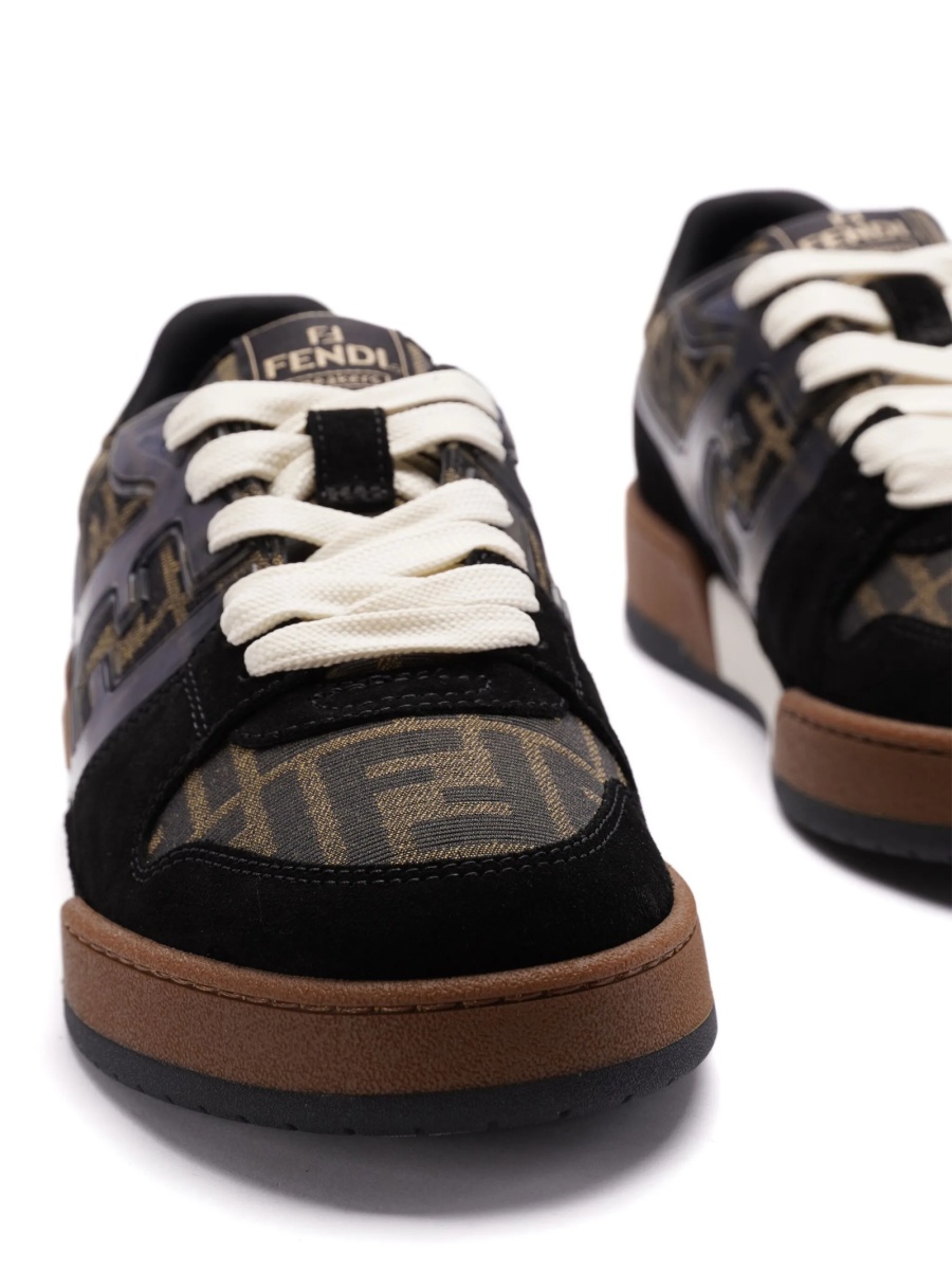 Sneakers Fendi maro din material textil si piele - Img 5