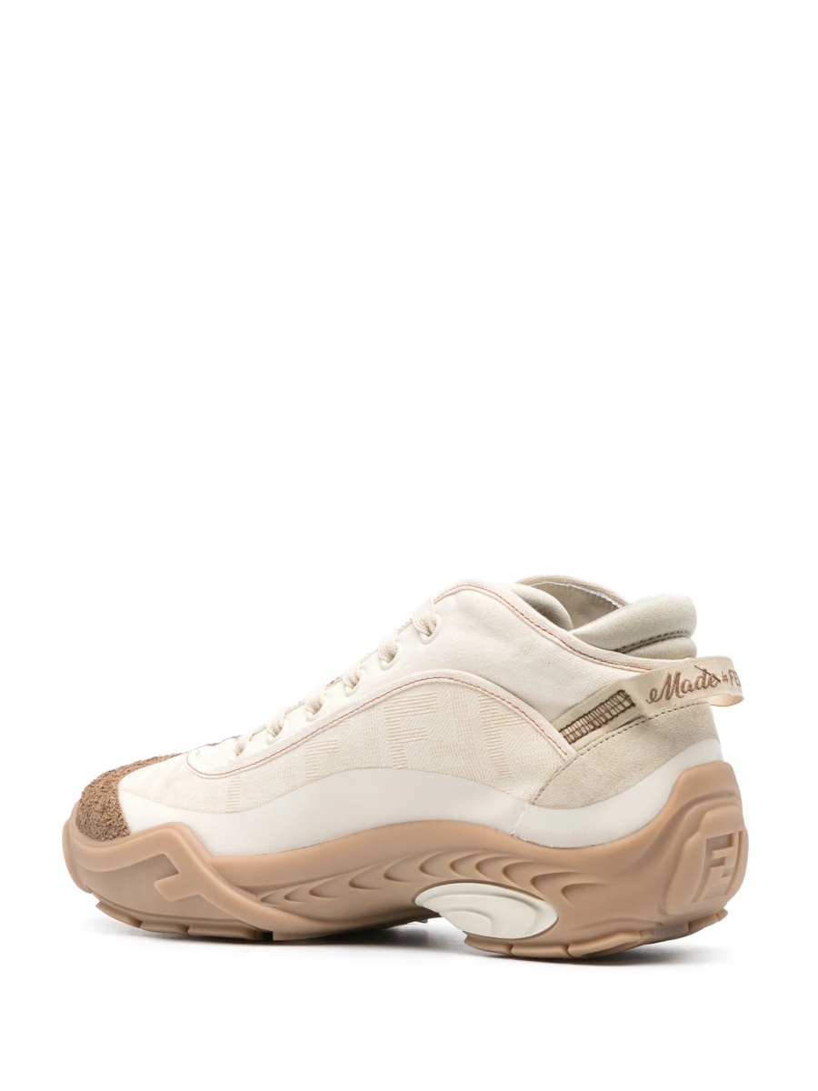 Sneakers Fendi neutri din cauciuc si piele intoarsa - Img 3