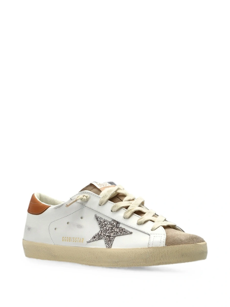 Sneakers Golden Goose albi din piele si material textil - Img 2