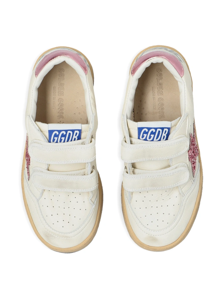 Sneakers Golden Goose albi din sclipici si piele - Img 4