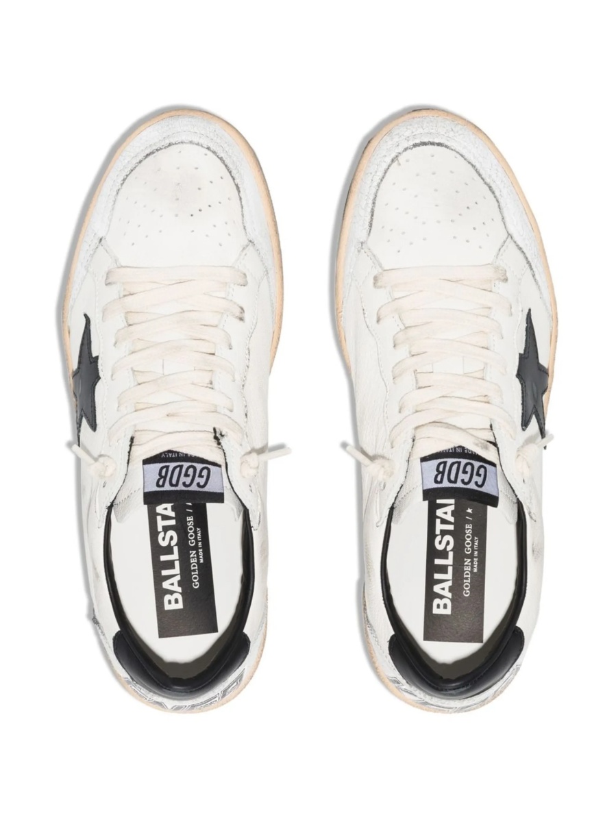 Sneakers Golden Goose ball star albi din piele - Img 4