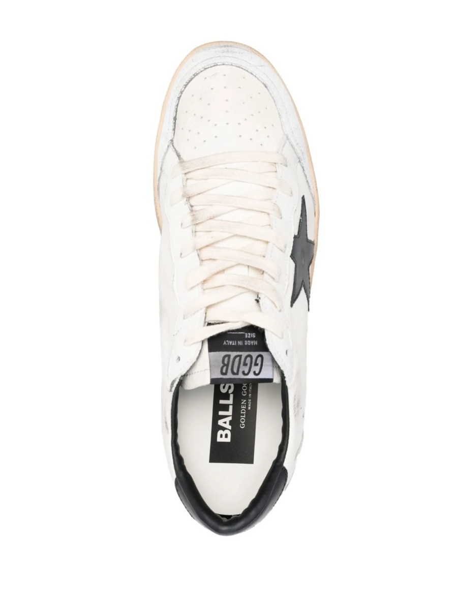 Sneakers Golden Goose ball star albi din piele - Img 4