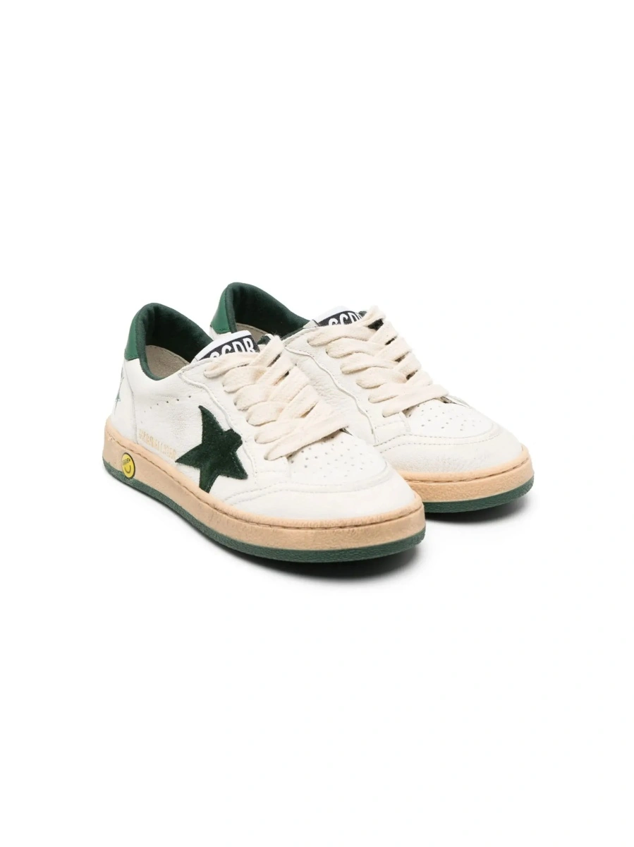 Sneakers GOLDEN GOOSE KIDS albi din piele 'Ballstar' - Img 8