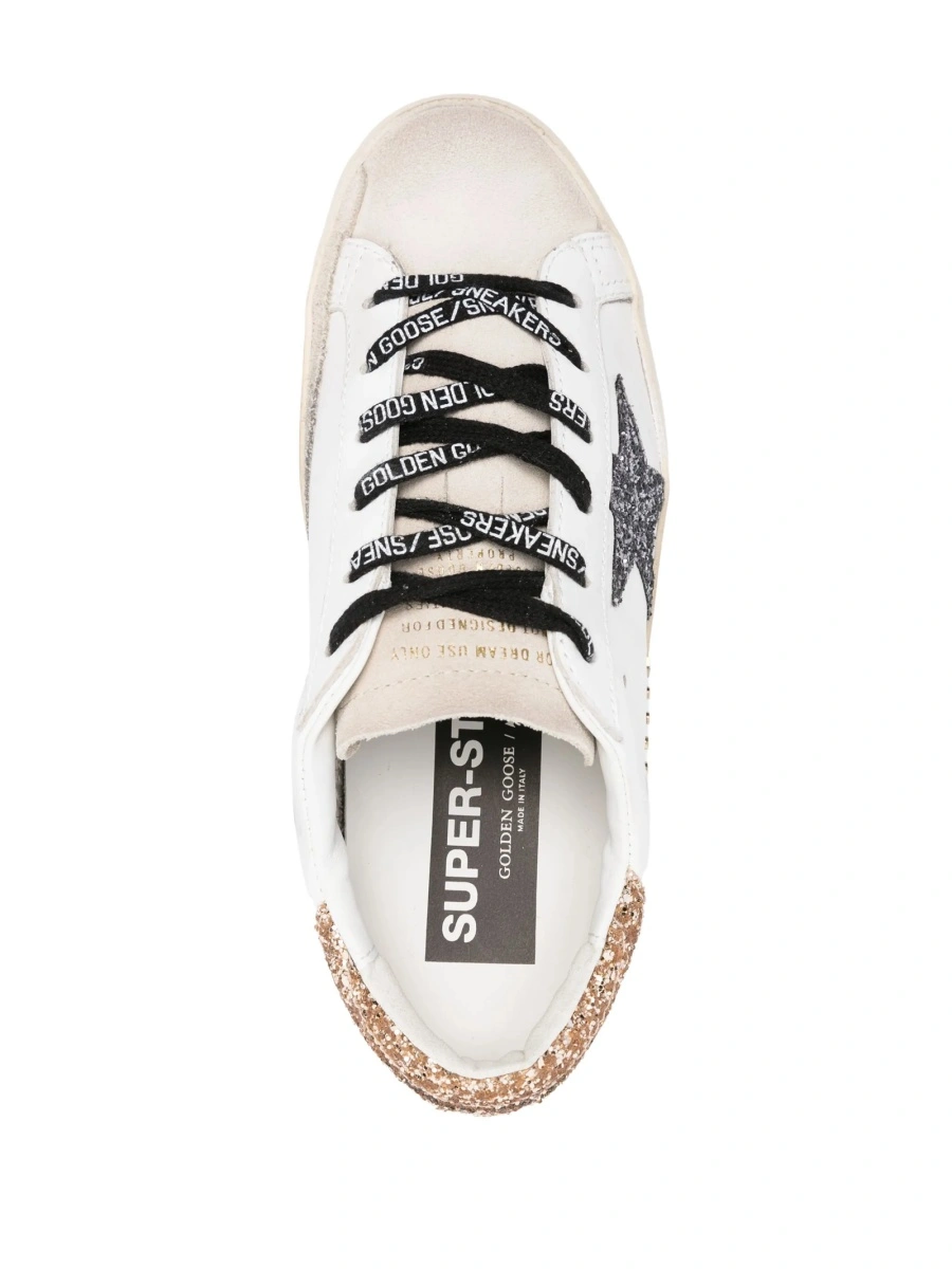 Sneakers Golden Goose star albi din piele - Img 4