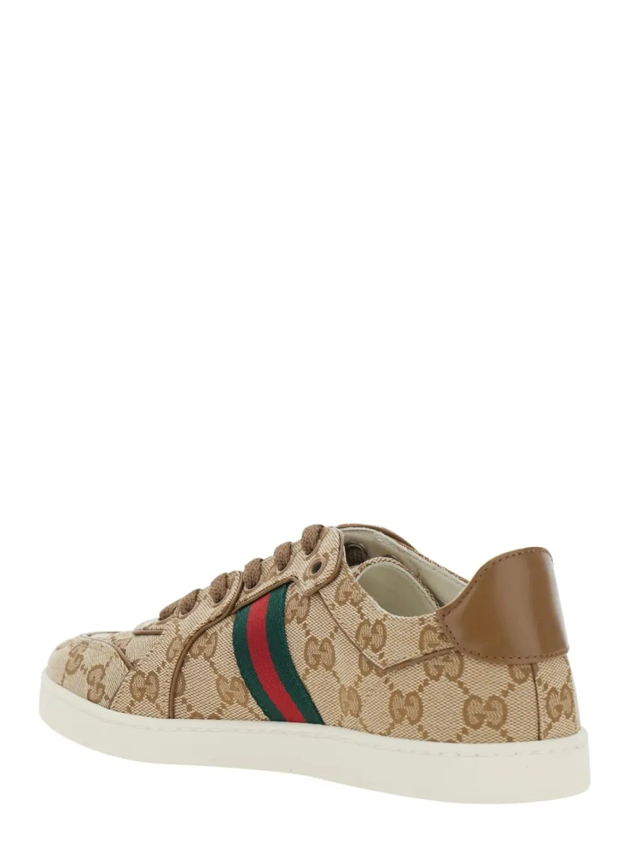 Sneakers Gucci bej din textil si piele - Img 3
